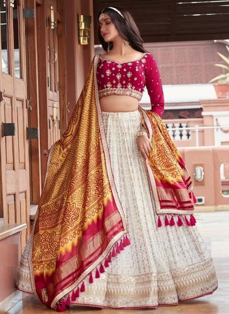 Off White And Pink Colour New Exclusive Designer Wedding Wear Heavy Work Lehenga Choli Collection 1009